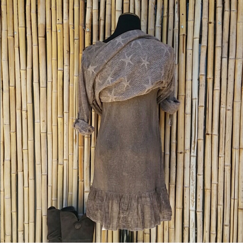 🌸SALE ENDS SUN🌸 NEW Cocoa Mohair Star Dress with Ruffle Hem Slip - Picture 3 of 10